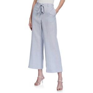 Lafayette 148 New York Columbus Illustrious Linen Cropped Wide-Leg Pants Size XS